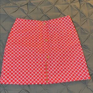 Michael kors Red and White Patterned mini Skirt with gold hardware